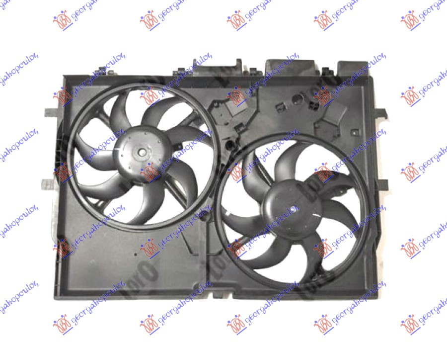 Ventilator (DUPLI) komplet (3.0 BENZIN - 2.0/2.3-3.0 DIZEL) +ac (390mm+390mm) 2+2PIN 1 duguljasti + 1 kockasti konektor