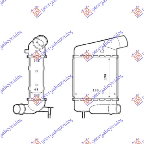 Hladnjak interkulera 1.2 tce benzin - 1.5 dci dizel (183x189x64) brza spojnica - sraf