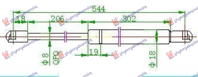 Amortizer gepek vrata 3 vrata (543.5L-360N)