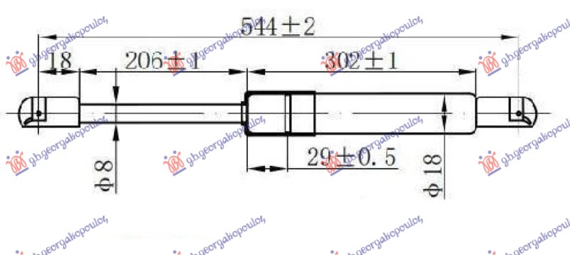 Amortizer gepek vrata 3 vrata (544L-320N)