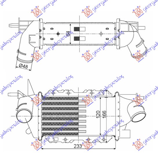Hladnjak interkulera 2.0-2.2 TDI 16V (233x128)