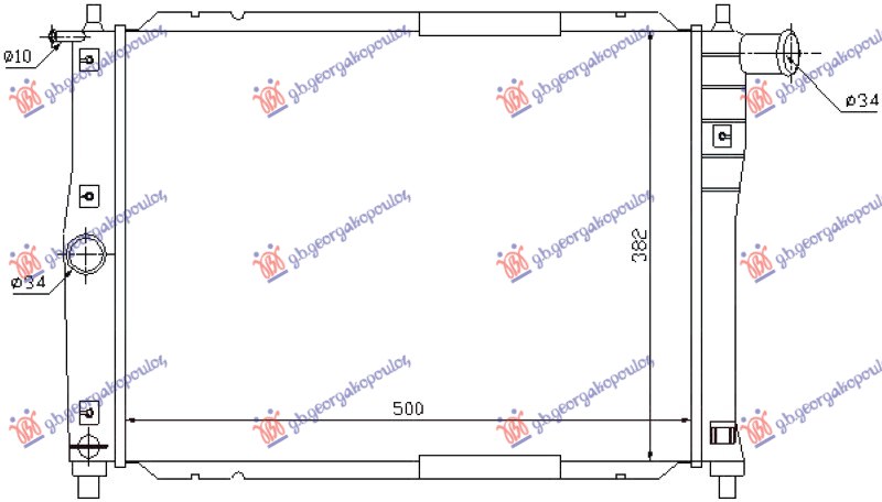 Hladnjak motora 1.3/1.51.6 benzin (-AC) (530x380)