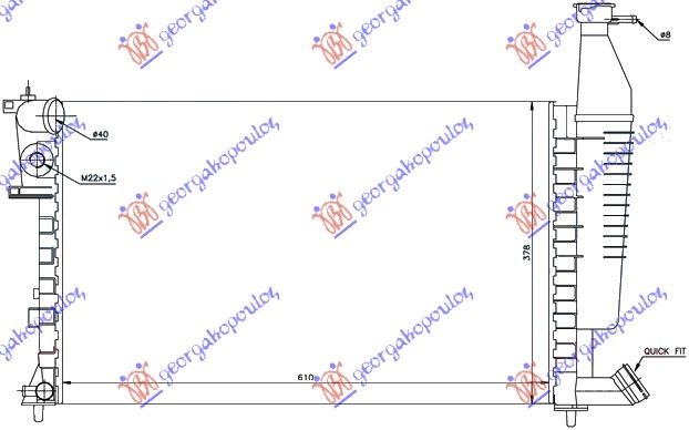 Hladnjak motora 1.4/1.6/1.8 (+/-AC) (61x37.7x23)