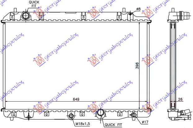 Hladnjak motora 2.2 ctdi (MAN) (39.5x65x26)