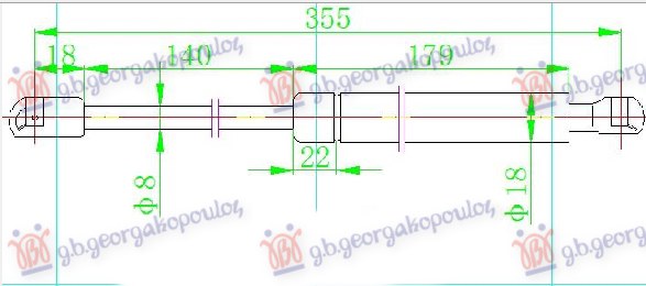 Amortizer gepek stakla (355L-115N)