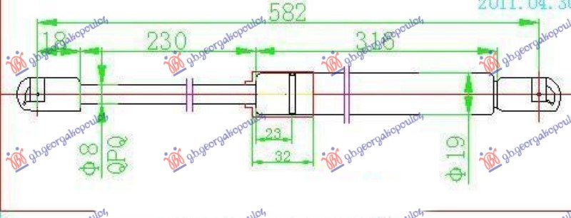 Amortizer gepek vrata (582L-460N)
