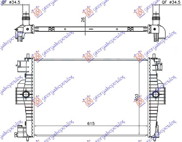 Hladnjak motora 1.6i 16V (61.3x40.5) 10-