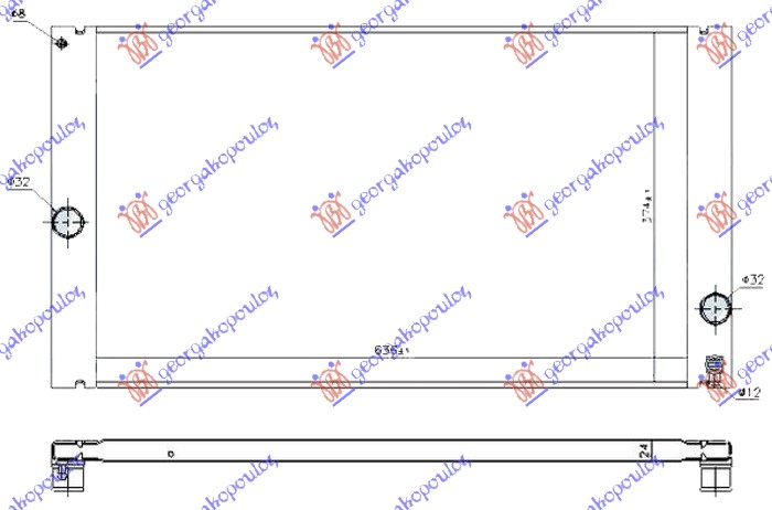Hladnjak motora 2.4/2.5 benzin / 2.0 d dizel (635x375x22) (CEO ALUMINIJUM)