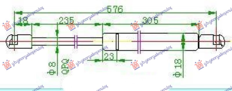 Amortizer gepek vrata 93- (576L-310N)