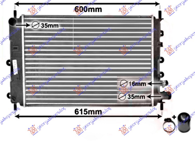 Hladnjak motora 1.4/1.6/1.8 16V 1.8D (+/-AC) (52.5x36.5)