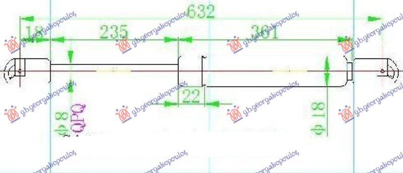 Amortizer gepek vrata (632L-490N)