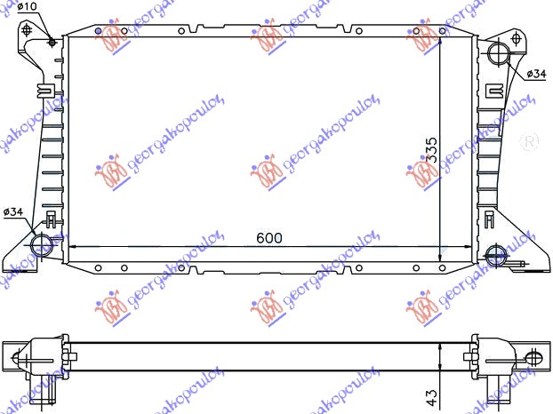 Hladnjak motora 2.0 benzin (-AC) (60x33.3)