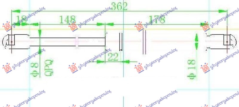 Amortizer gepek stakla (362L-100N)