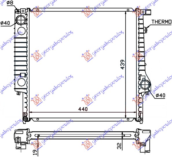 Hladnjak motora 2.0/2.5 benzin 6 cilindara (44x44x32)