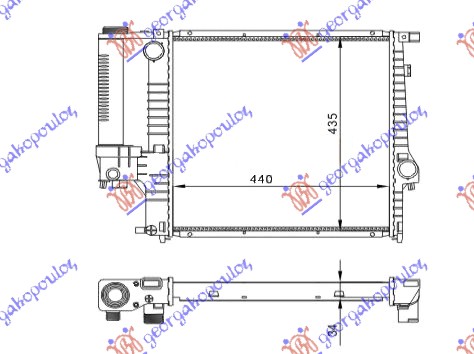 Hladnjak motora za sve modele benzin (MAN) (+AC) (440x440x32) (MEHANICKI SPOJ)