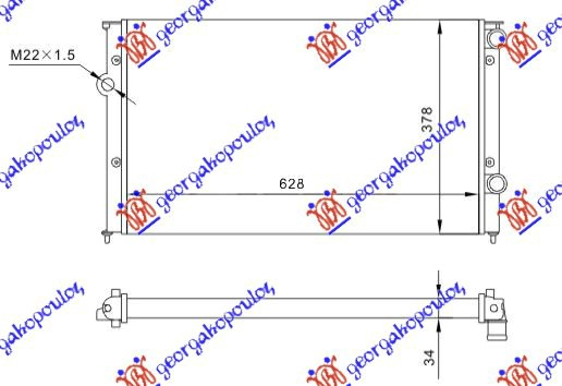 Hladnjak motora 1.9 TDI (62.5x37.9x3.2)