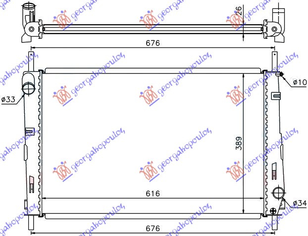 Hladnjak motora 2.5i 24V benzin (+AC) (62x39.5)