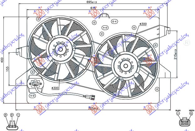 Ventilator (DUPLI) komplet (BENZIN/DIZEL) (+AC)