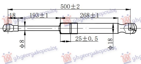 Amortizer gepek vrata 00- (500L-470N)