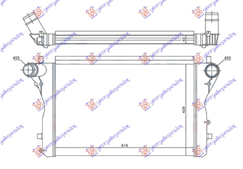 Hladnjak interkulera 2.0 (S3) (610x410x40) 55 ceo aluminijum