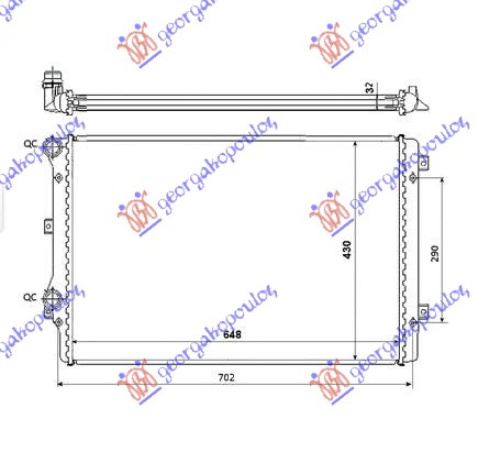 Hladnjak motora 1.8/2.0 tfsi benzin (650x450x34) (MEHANICKI SPOJ)