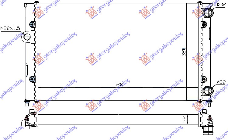 Hladnjak motora 1.8i 8V (52.5x32)