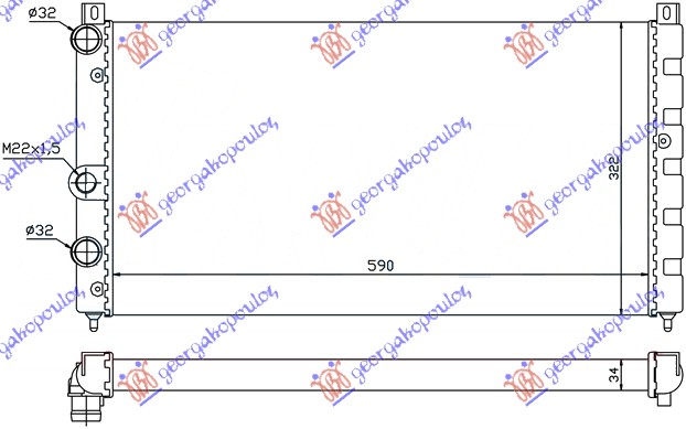 Hladnjak motora 1.6i 8V 1.9D (59x32)