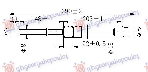 Amortizer gepek vrata karavan (390L-800N)