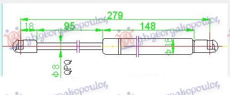 Amortizer gepek vrata 4 vrata (279L-490N)