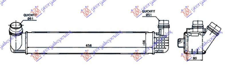 Hladnjak interkulera 2.0 tce benzin - 1.6-1.9 dci dizel (650x105x76)