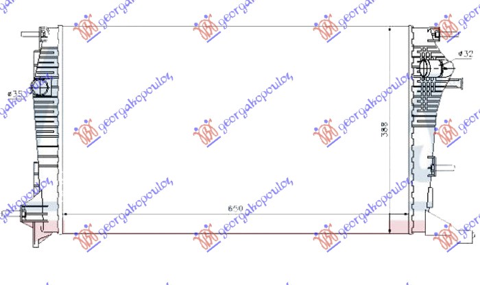 Hladnjak motora 2.0 16V tce benzin / 1.9/2.0 dci dizel (650x390x26)