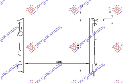 Hladnjak motora benzin/dizel (48x41) (BEZ PUMPE) (NA SRAF)