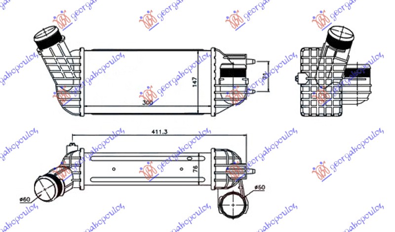 Hladnjak interkulera 2.0 HDI dizel (300x147x76) 60-60