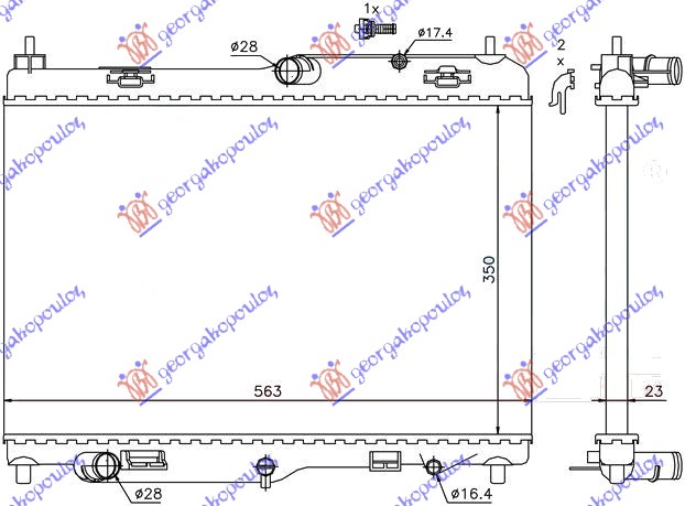 Hladnjak motora 1.4 benzin (AUTO) (56x35.5)