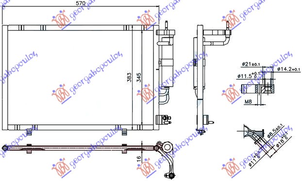 Hladnjak klime benzin - 1.4 tdci (530x350x16) 2011-
