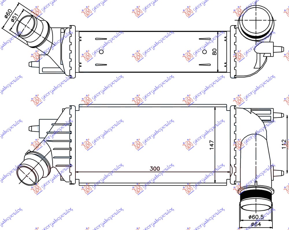 Hladnjak interkulera 2.0 HDI dizel (300x145x80) 11-