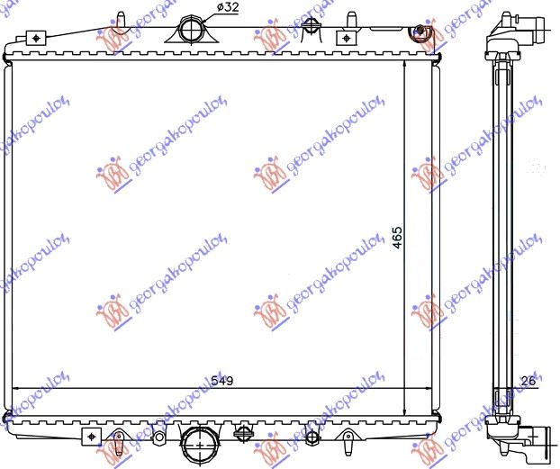 Hladnjak motora 2.0i 16V-2.0/2.2 jtd (46.5x56.3)