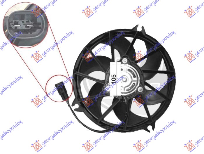 Ventilator komplet (1.6/2.0 DIZEL) (340mm) (2 PIN)