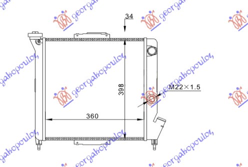 Hladnjak motora benzin (-AC) (36x39.3x2.2)