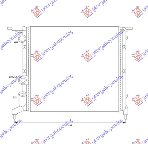 Hladnjak motora 1.2/1.4cc 8V (39x38) (ZATVOREN SISTEM)