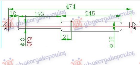 Amortizer gepek vrata (474L-420N)