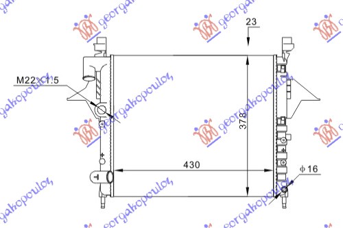 Hladnjak motora 1.2i (MAN/AUTO) (-AC) (430x377x22)