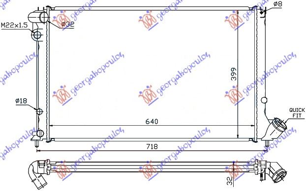 Hladnjak motora 1.8 8V/16V 2.0i 16V (AUTO) (+AC) (64x40)