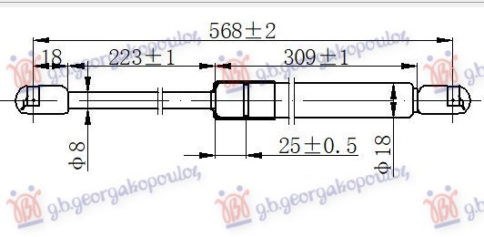 Amortizer gepek vrata 3 vrata (568L-360N)