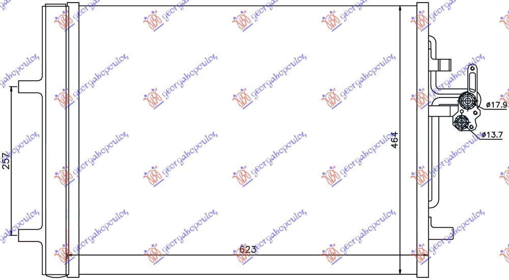 Hladnjak klime 1.6/2.0 D2 - 2.0 D3 (D4204T9) dizel (585x470x16)