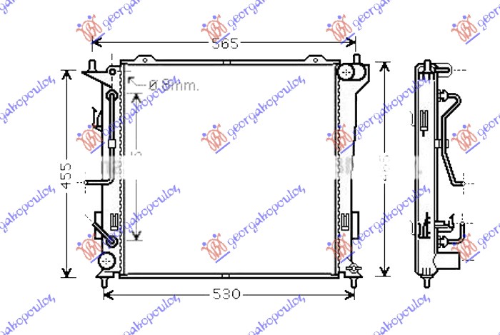 Hladnjak motora 1.6 CRDI dizel (AUTO) (450x450x26)