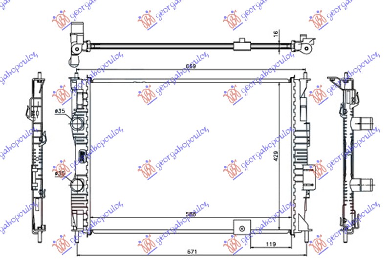 Hladnjak motora 2.0i 16V (+/-AC) (59x45)