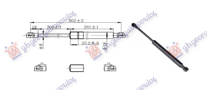 Amortizer gepek vrata (QASHQAI+2) (502L-375N)