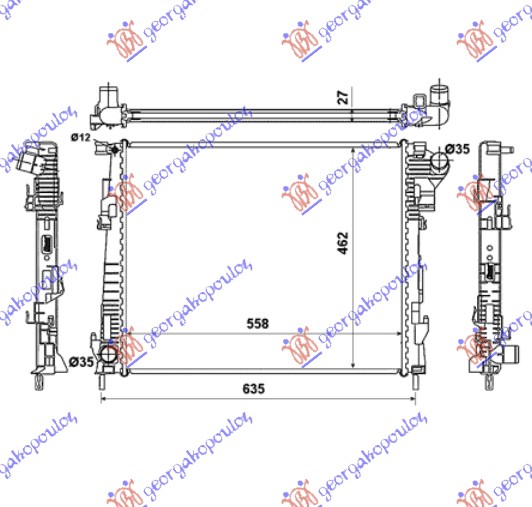 Hladnjak motora 2.0 cdti (-AC) (56x44.9) (BEZ START-STOP SISTEMA)