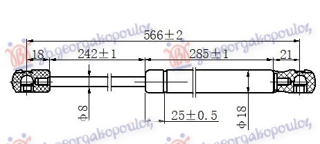 Amortizer gepek vrata karavan (625L-360N)